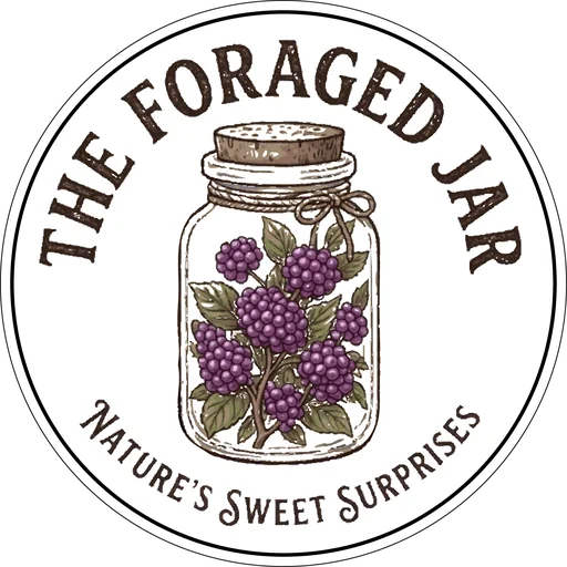 The Foraged Jar logo: a jar of purple beautyberries